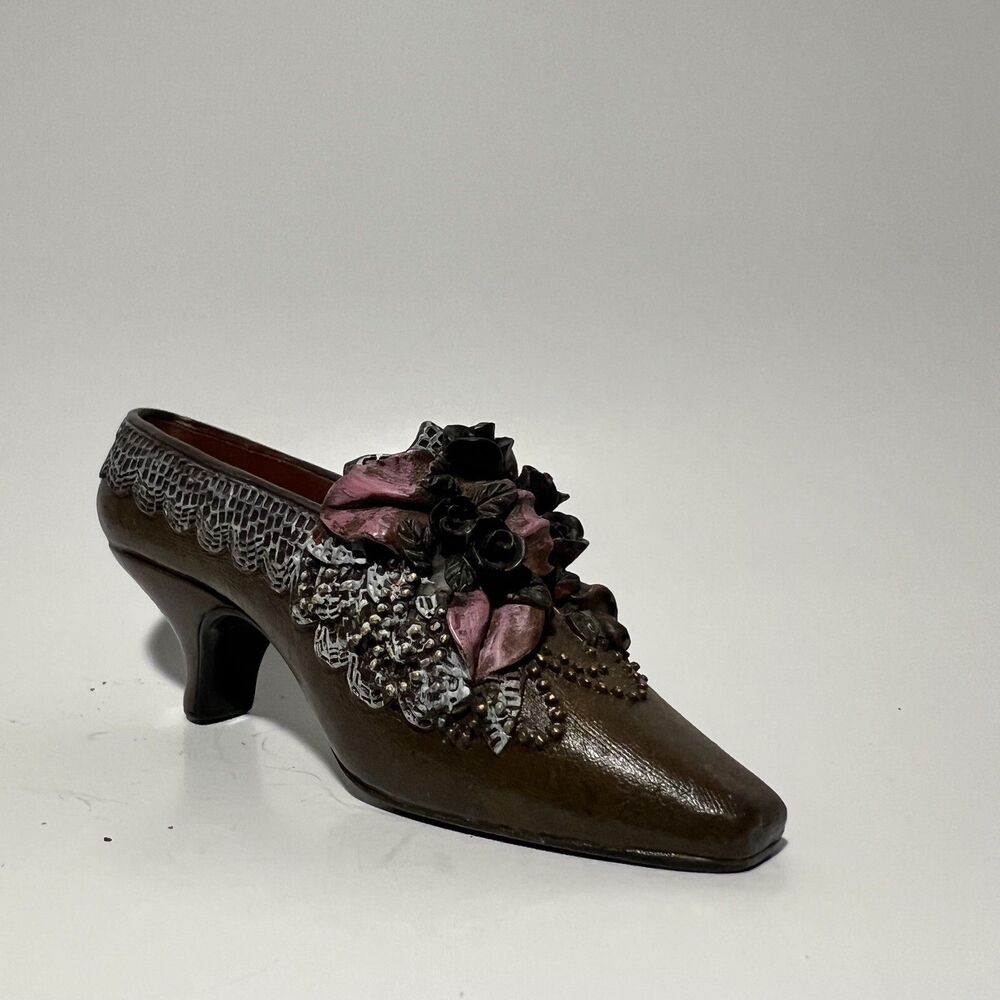 My Treasure Collectible Vintage Miniature Shoe 1999 Brown Pink Black Resin